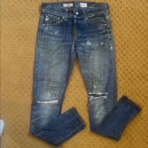 AG Adriano Goldschmied The Nikki Straight Leg Jeans in Distressed Blue